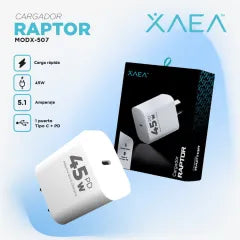 Cargador  45W USB-C PD 5.1A – Carga Ultra Rápida RAPTOR XAEA