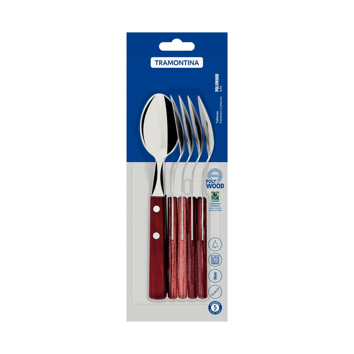 Cuchara De Mesa Tramontina Polywood 6 Piezas Acero