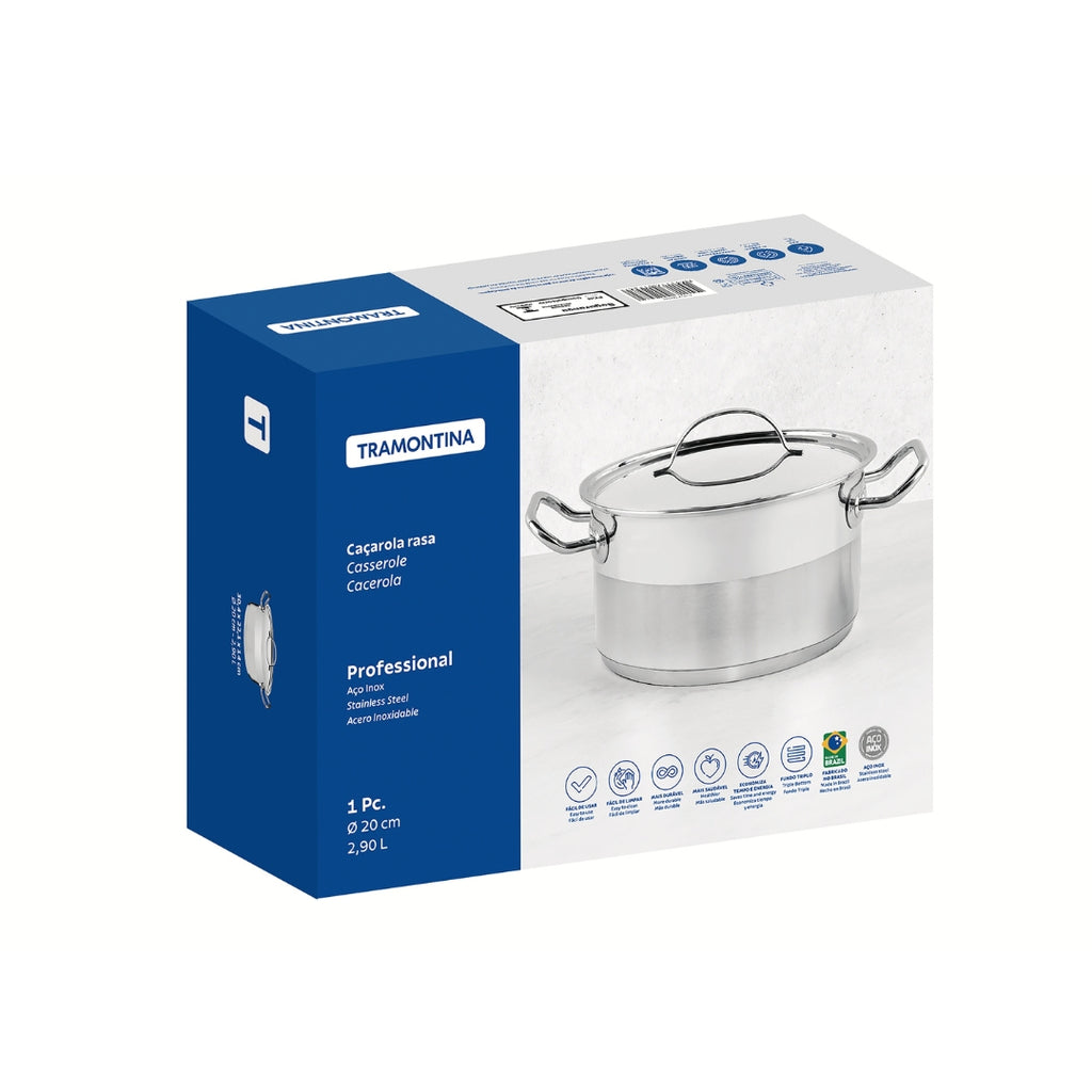 Cacerola Tramontina Professional 20 Cm Acero Inoxidable