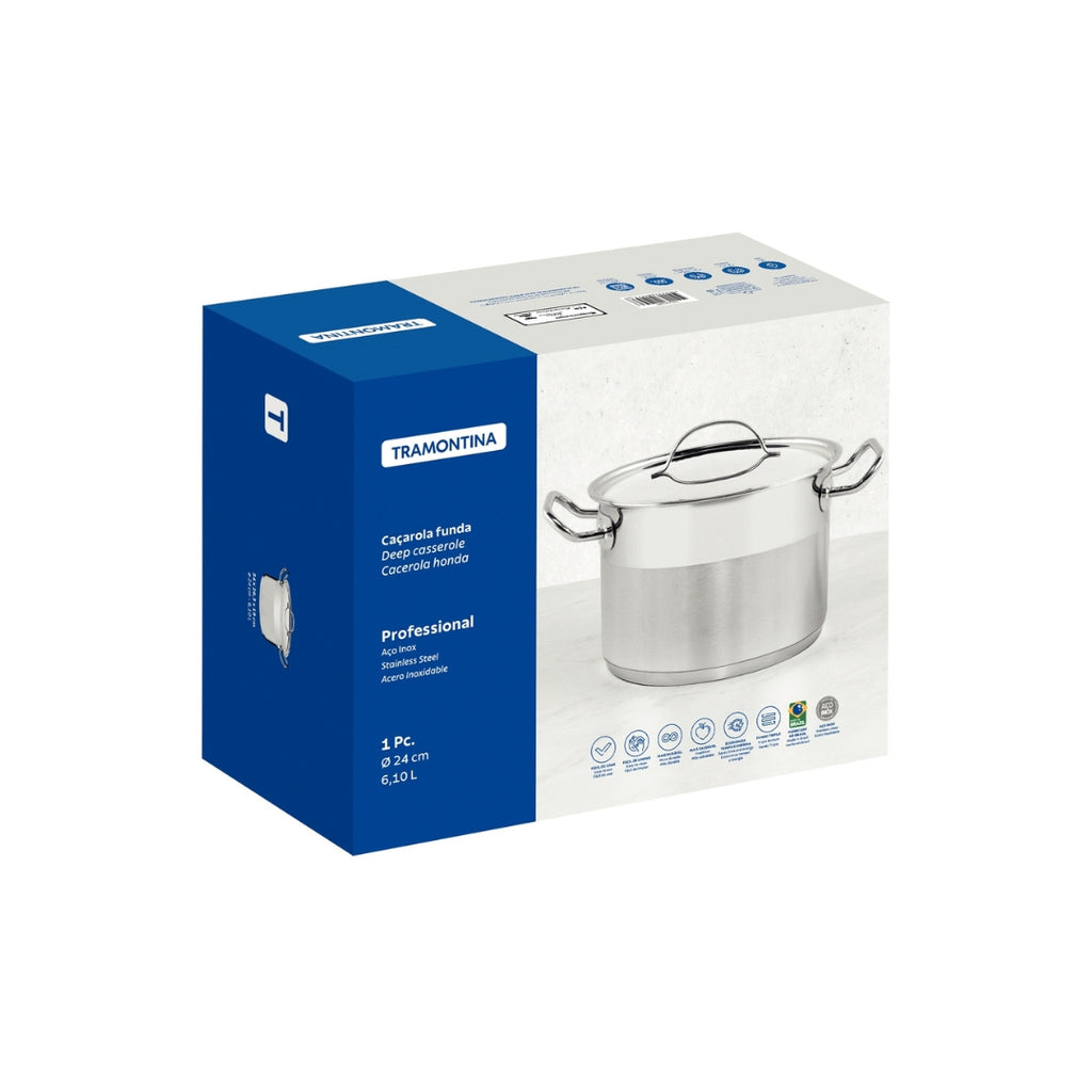 Cacerola Tramontina Professional 24 Cm Acero Inoxidable