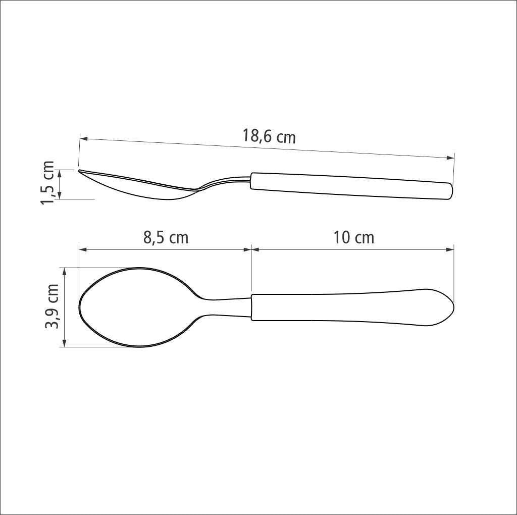 Cuchara De Mesa Tramontina Leme 12 Piezas Negro Acero
