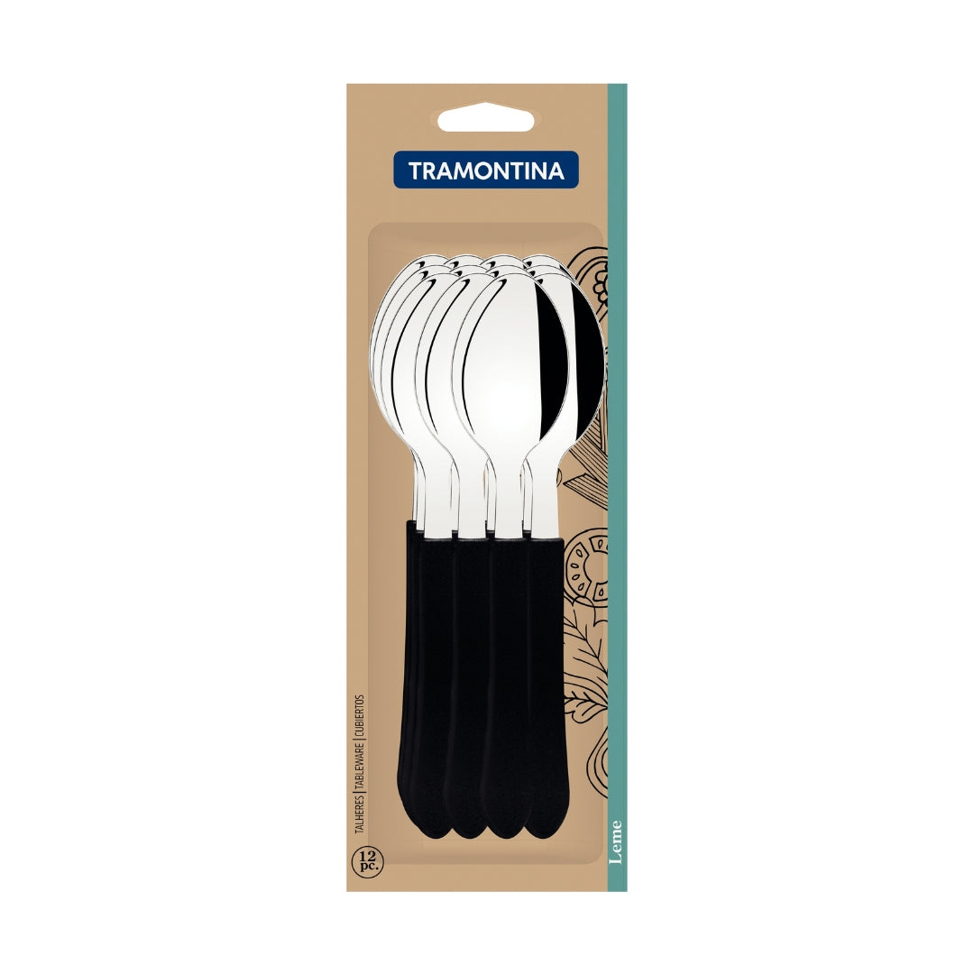 Cuchara De Mesa Tramontina Leme 12 Piezas Negro Acero