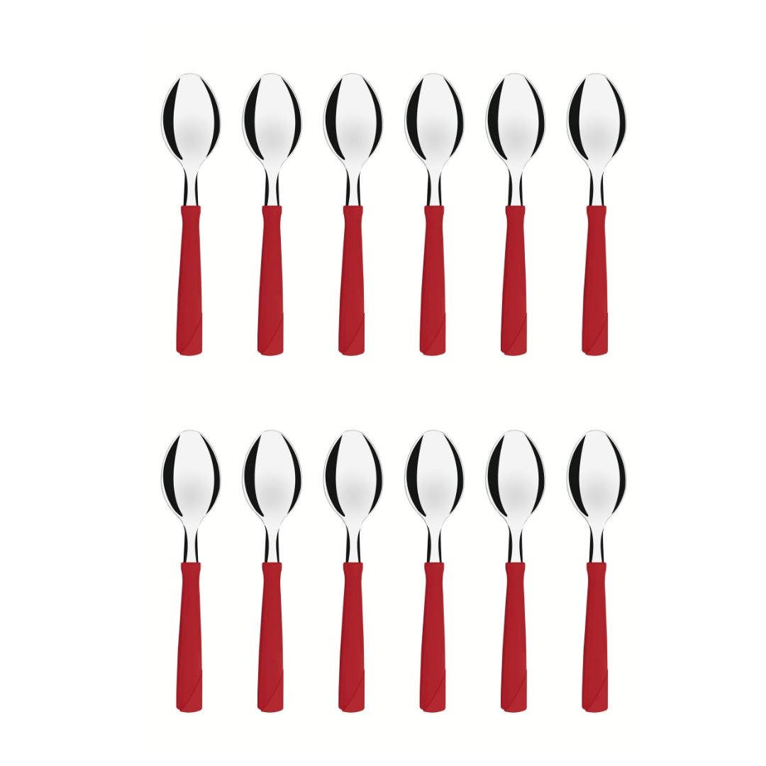 Cuchara De Mesa Tramontina New Kolor 12 Piezas Rojo Acero