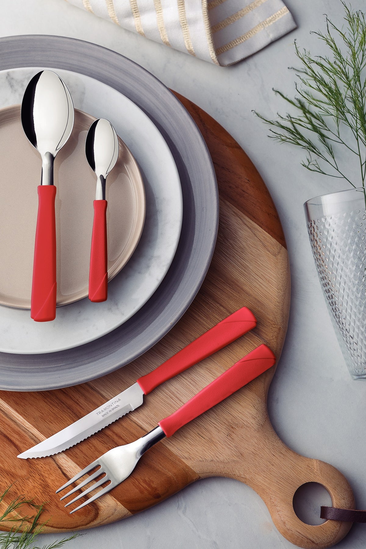Cuchara De Mesa Tramontina New Kolor 12 Piezas Rojo Acero