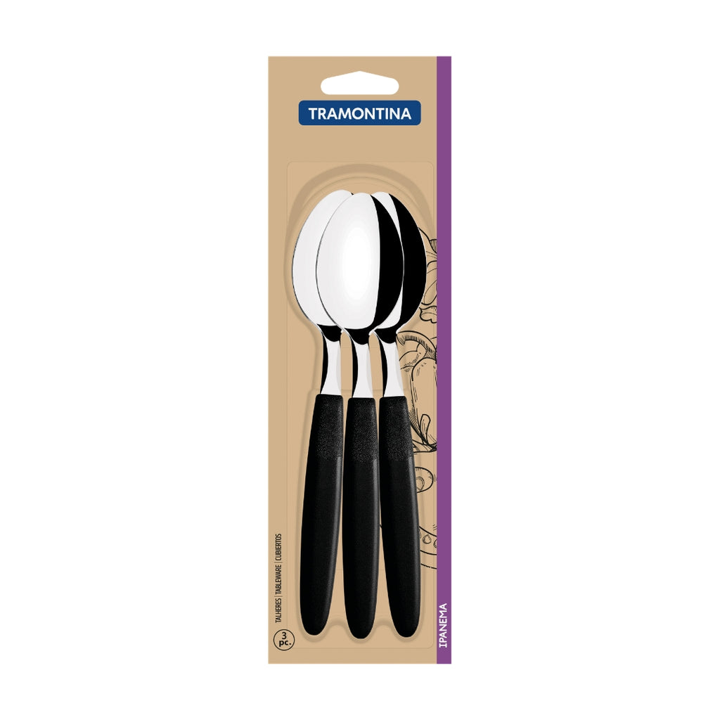 Cuchara De Mesa Tramontina Ipanema 3 Piezas Negro Acero