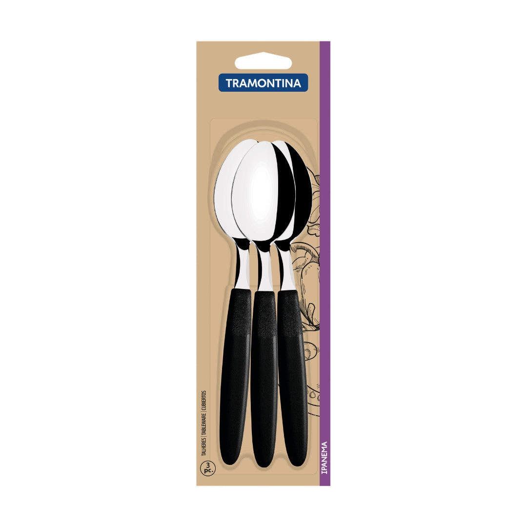 Cuchara De Mesa Tramontina Ipanema 3 Piezas Negro Acero