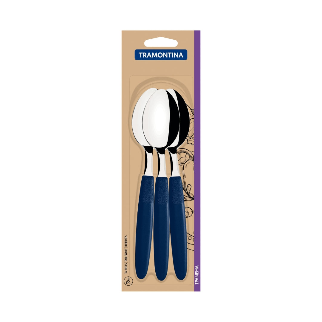 Cuchara De Mesa Tramontina Ipanema 3 Piezas Azul Acero