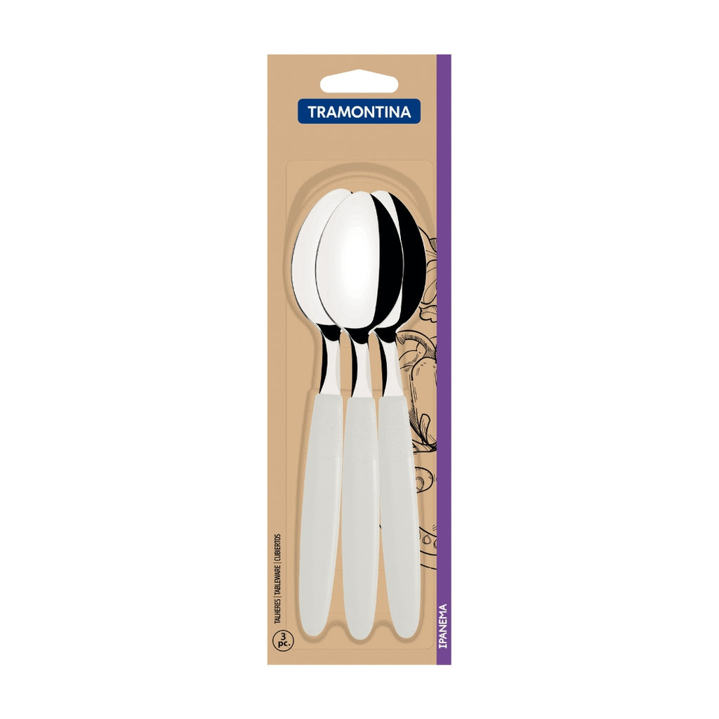 Cuchara De Mesa Tramontina Ipanema 3 Piezas Blanco Acero