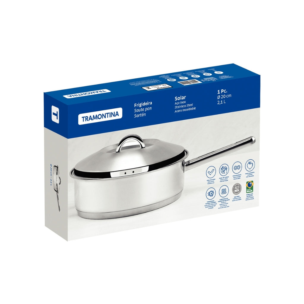 Sarten Tramontina Solar Acero Inoxidable 20 cm 2.1L