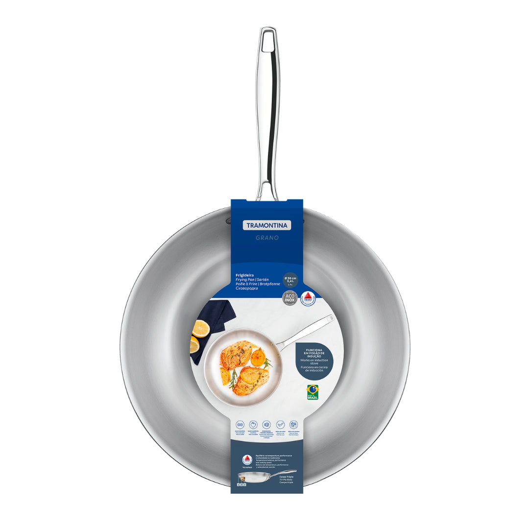 Sarten Tramontina Grano Acero Inoxidable 30 cm 3.4L