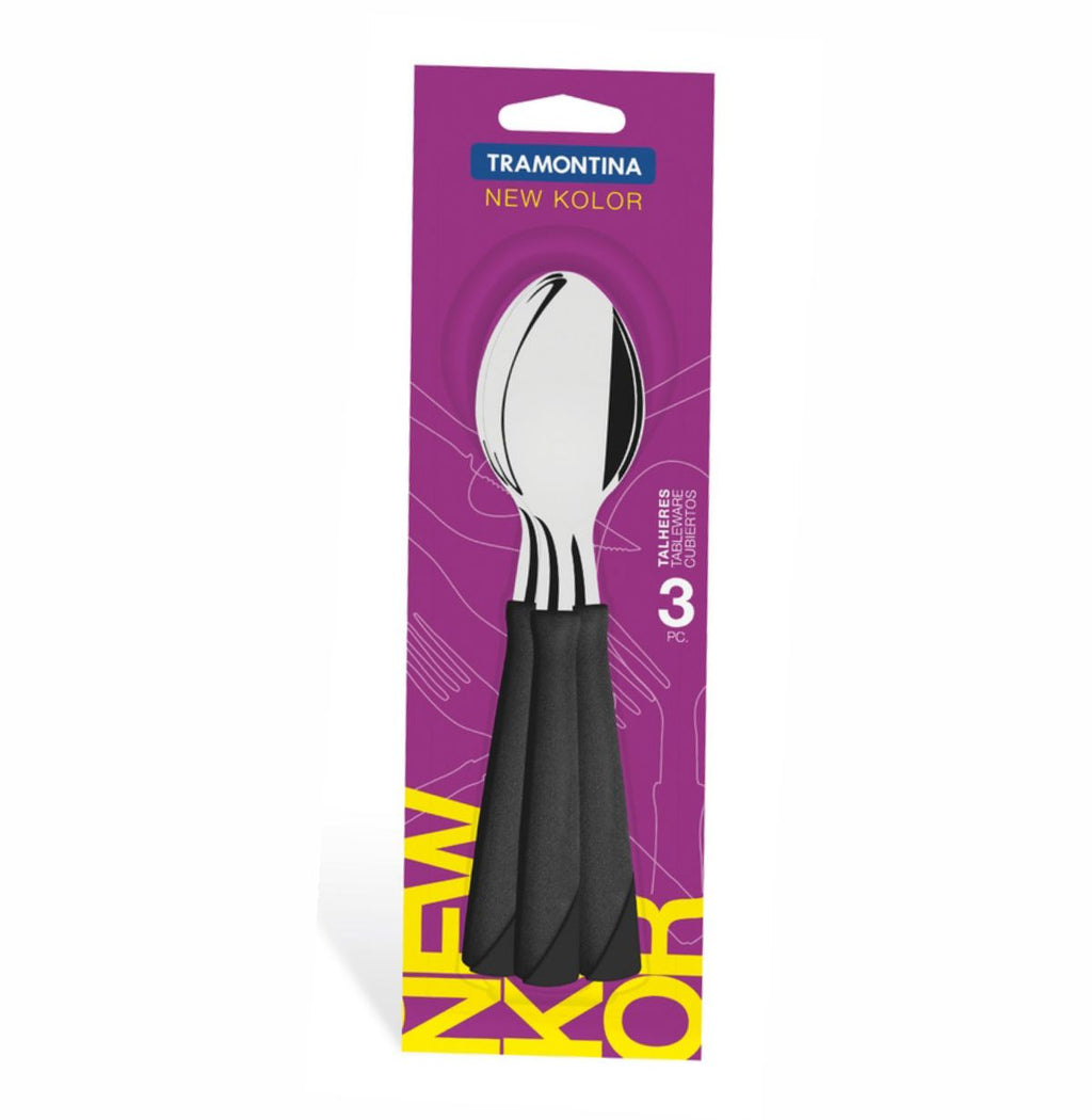 Cuchara De Mesa Tramontina New Kolor 3 Piezas Negro Acero