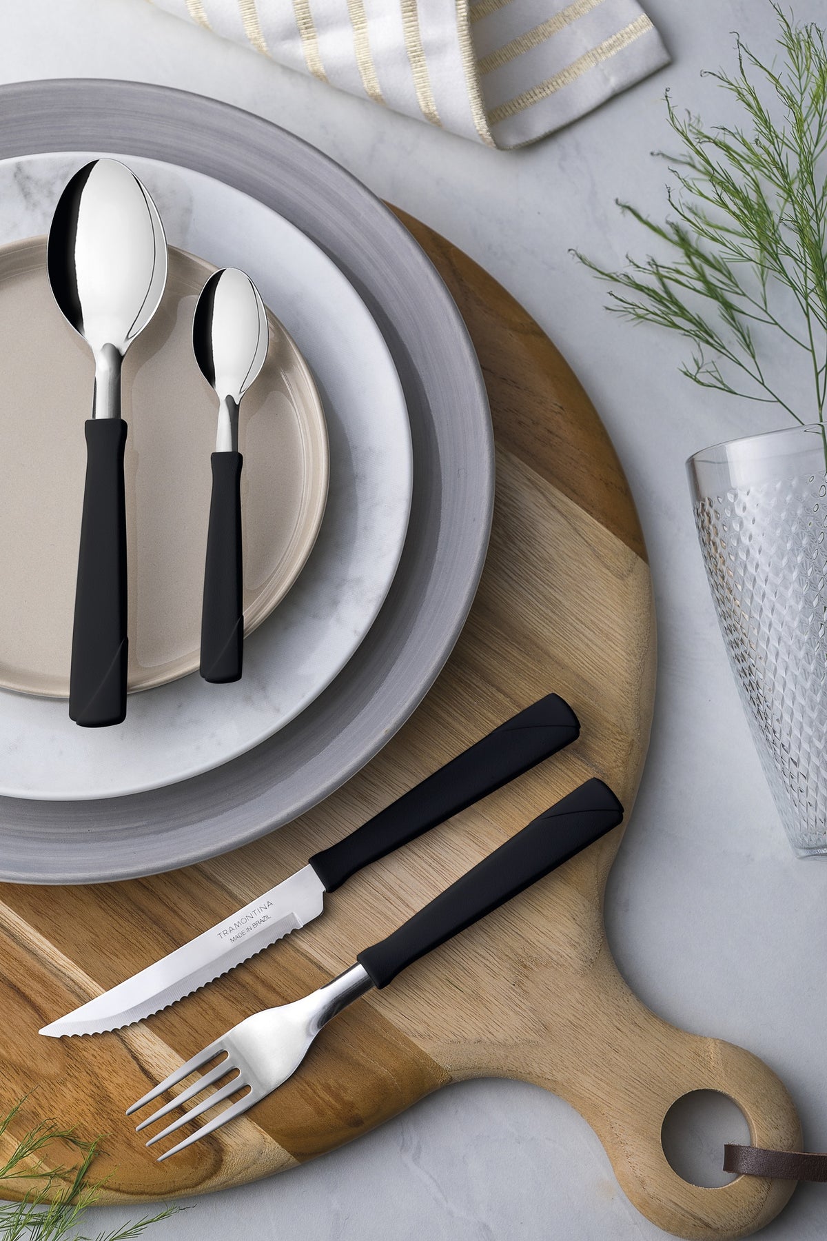 Cuchara De Mesa Tramontina New Kolor 3 Piezas Negro Acero