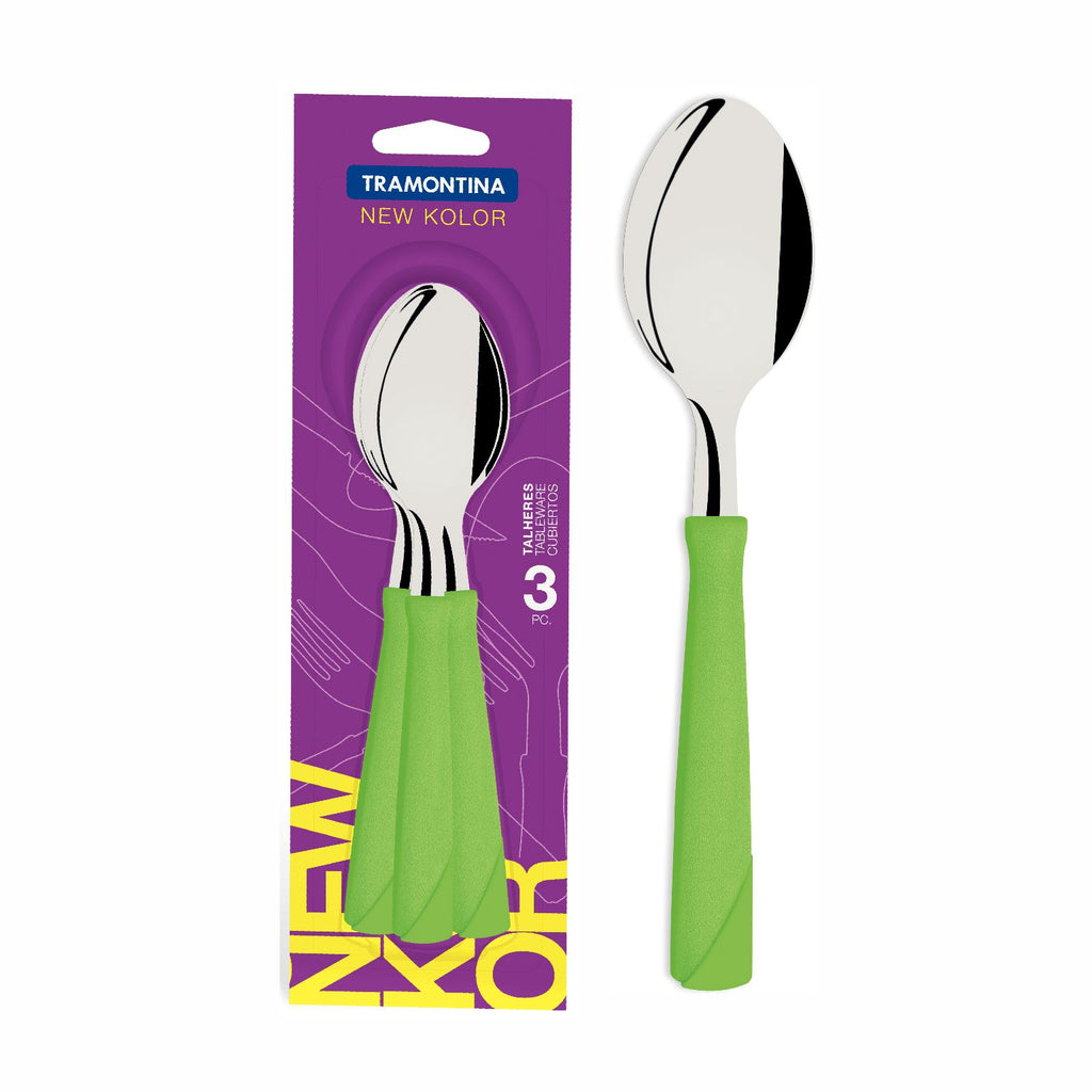 Cuchara De Mesa Tramontina New Kolor 3 Piezas Verde Acero