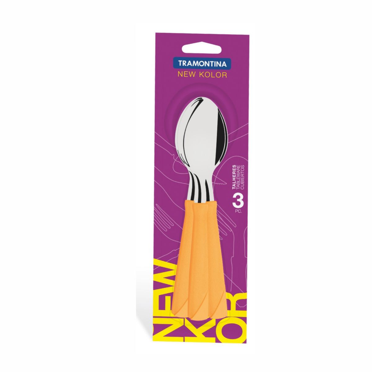 Cuchara De Mesa Tramontina New Kolor 3 Piezas Naranja Acero