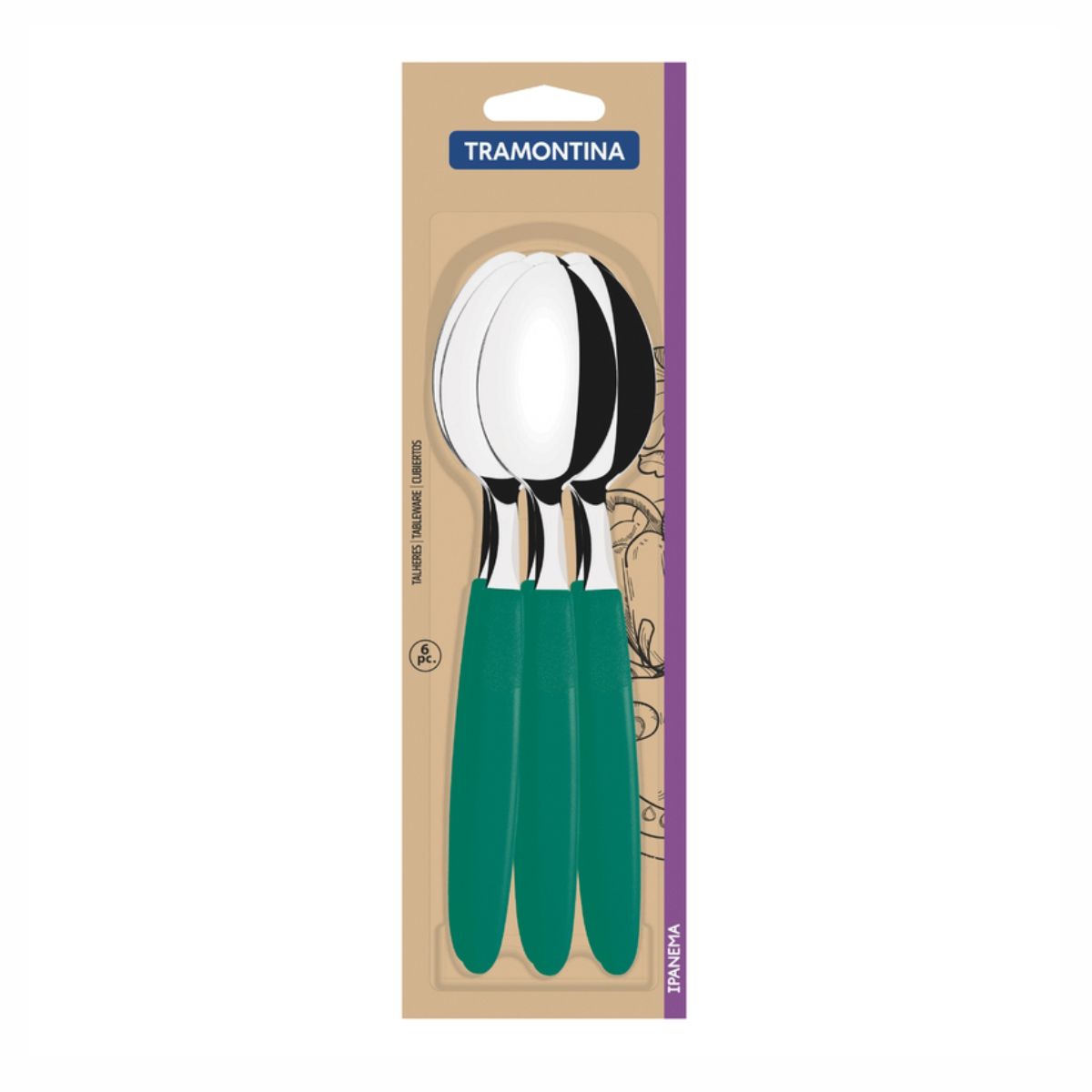 Cuchara De Mesa Tramontina Ipanema 6 Piezas Verde Acero