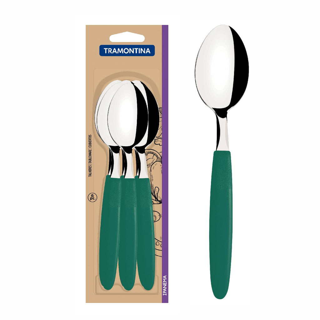 Cuchara De Mesa Tramontina Ipanema 6 Piezas Verde Acero