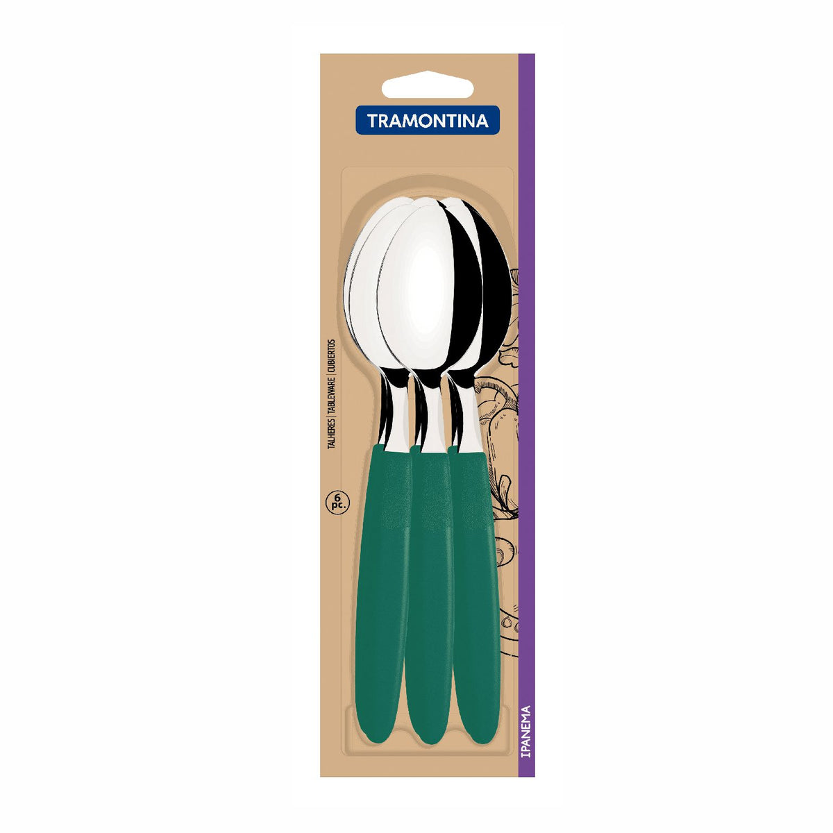 Cuchara De Mesa Tramontina Ipanema 6 Piezas Verde Acero
