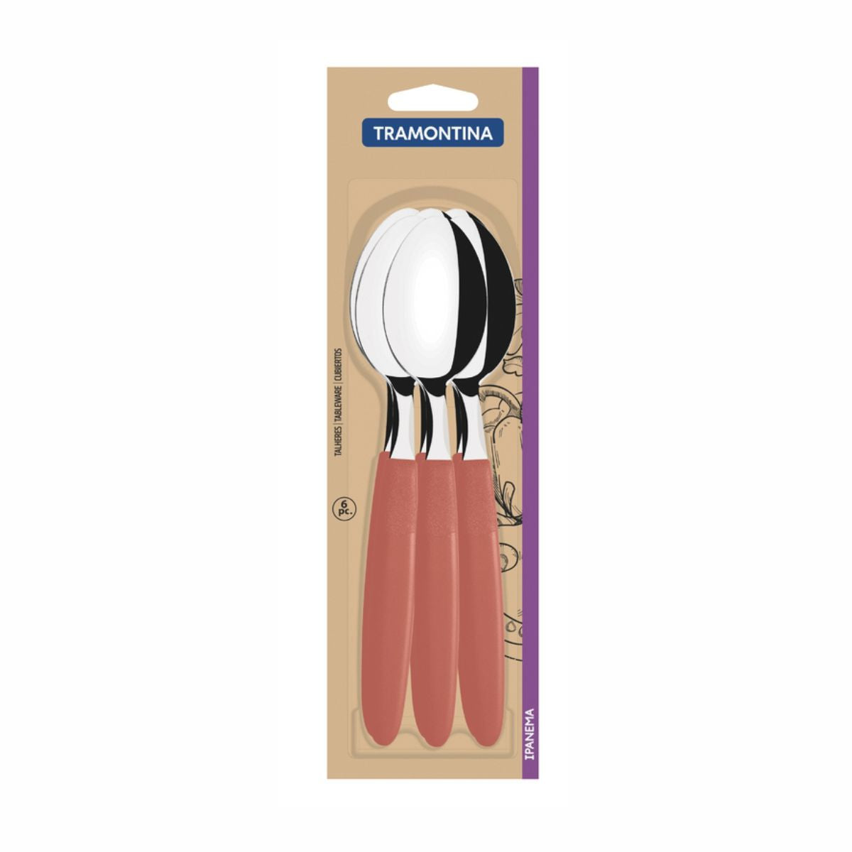 Cuchara De Mesa Tramontina Ipanema 6 Piezas Salmon Acero