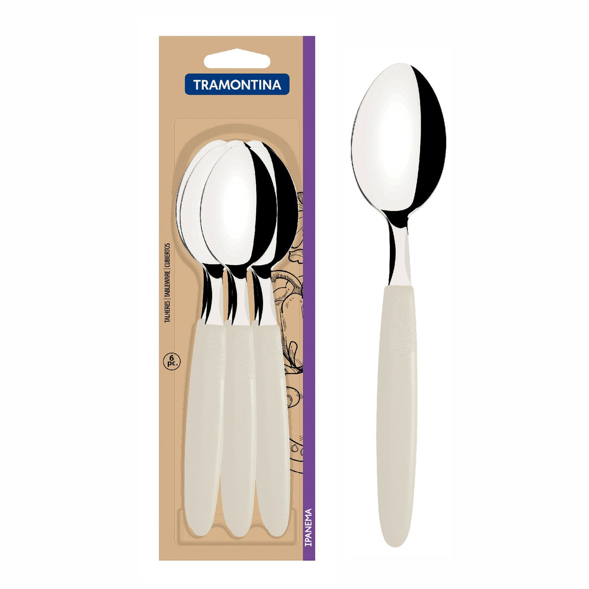 Cuchara De Mesa Tramontina Ipanema 6 Piezas Gris Acero