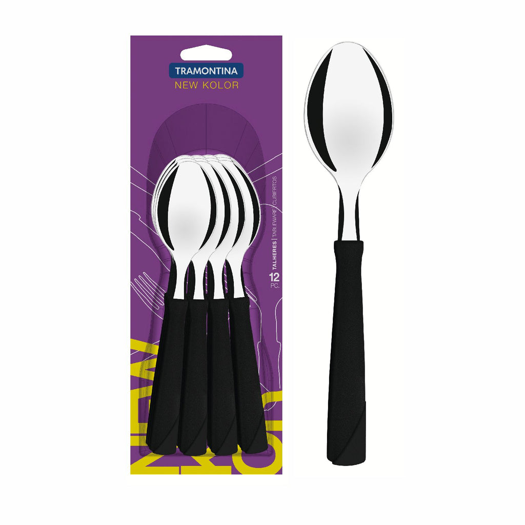 Cuchara De Mesa Tramontina New Kolor 12 Pzs Negro Acero