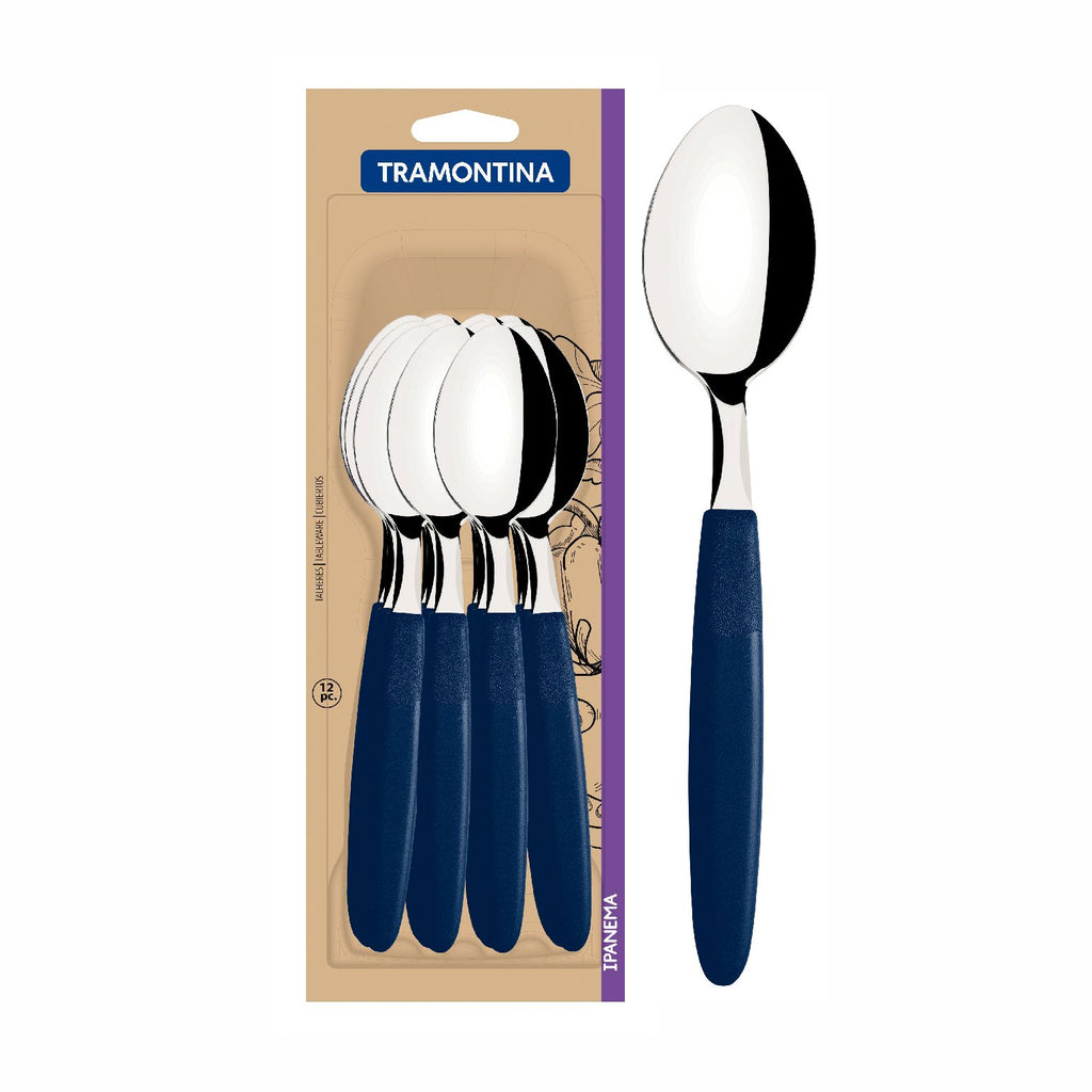 Cuchara De Mesa Tramontina Ipanema 12 Piezas Azul Acero