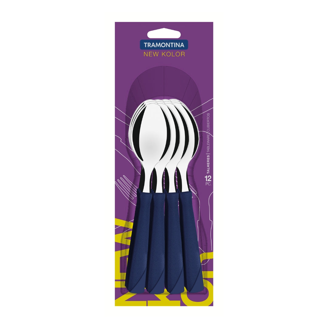 Cuchara De Mesa Tramontina New Kolor 12 Piezas Azul Acero