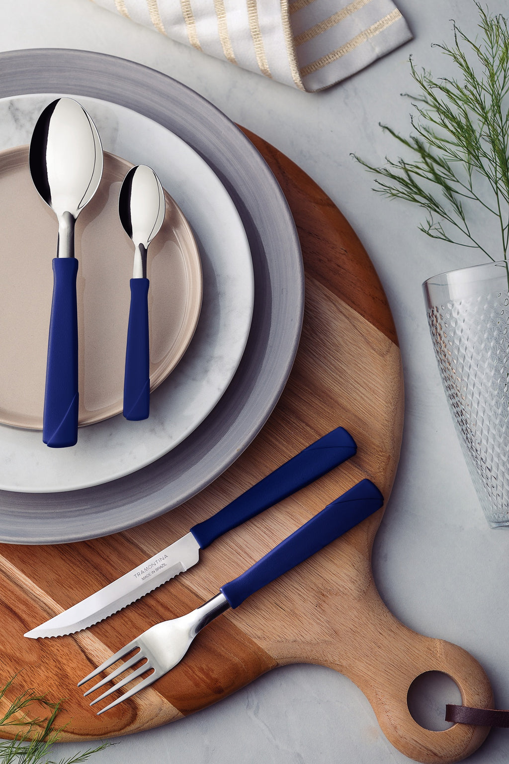 Cuchara De Mesa Tramontina New Kolor 12 Piezas Azul Acero