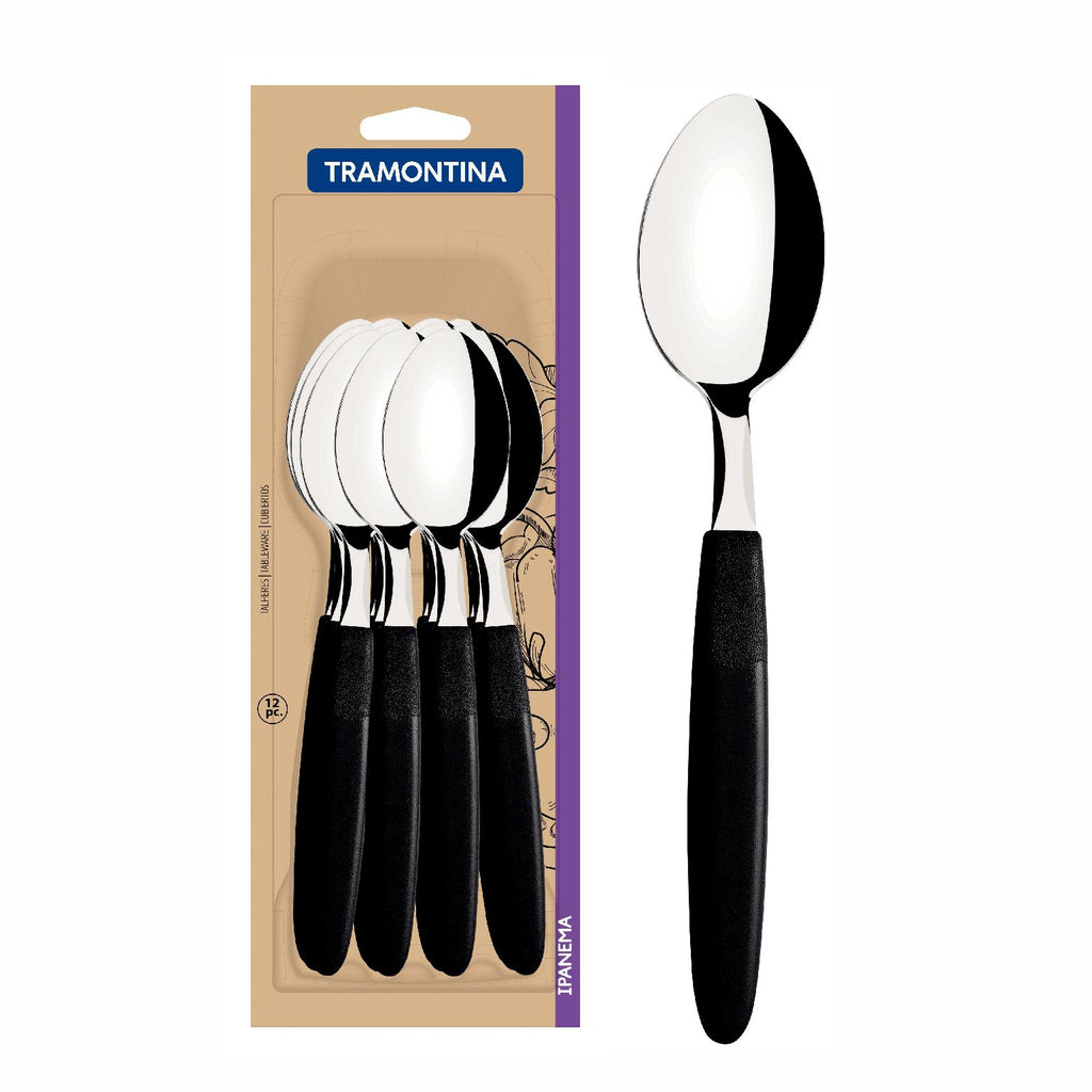 Cuchara De Mesa Tramontina Ipanema 12 Piezas Negro Acero
