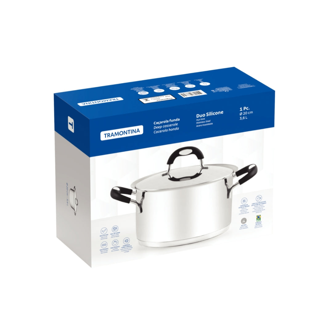 Cacerola Tramontina Duo Silicone 20 Cm Acero Inoxidable