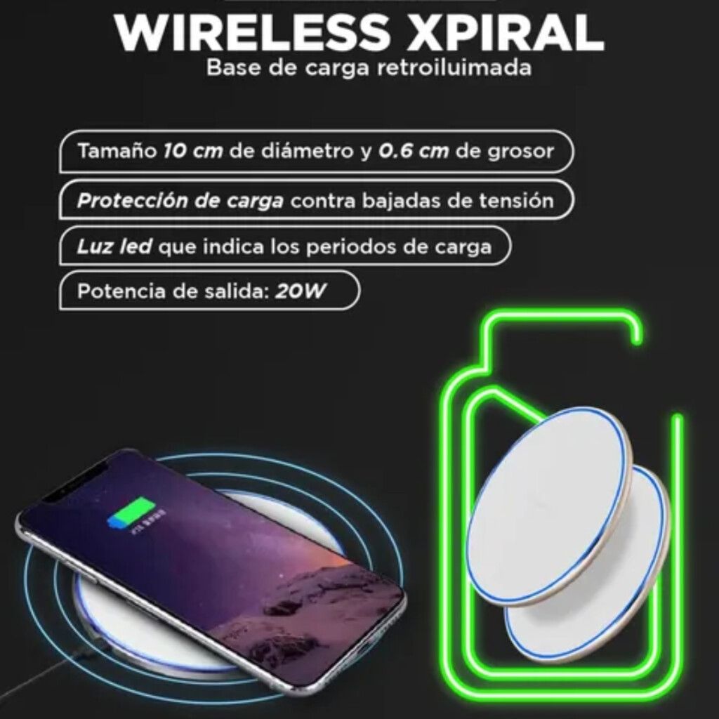 Cargador Inalámbrico Wireless Xaea Xpiral 20W