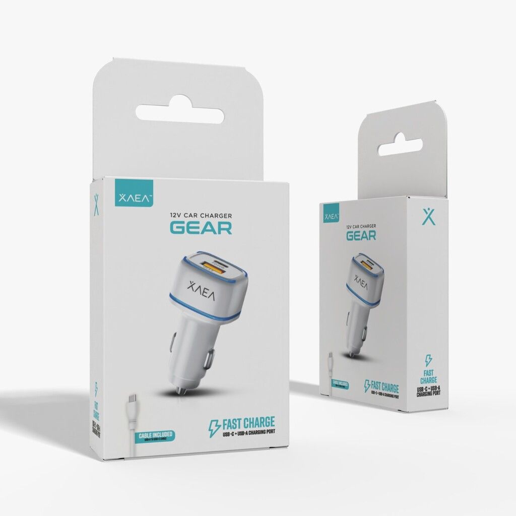CARGADOR 12V- PD 20W– 1 USB 1 TC + CABLE TIPO C –XAEA