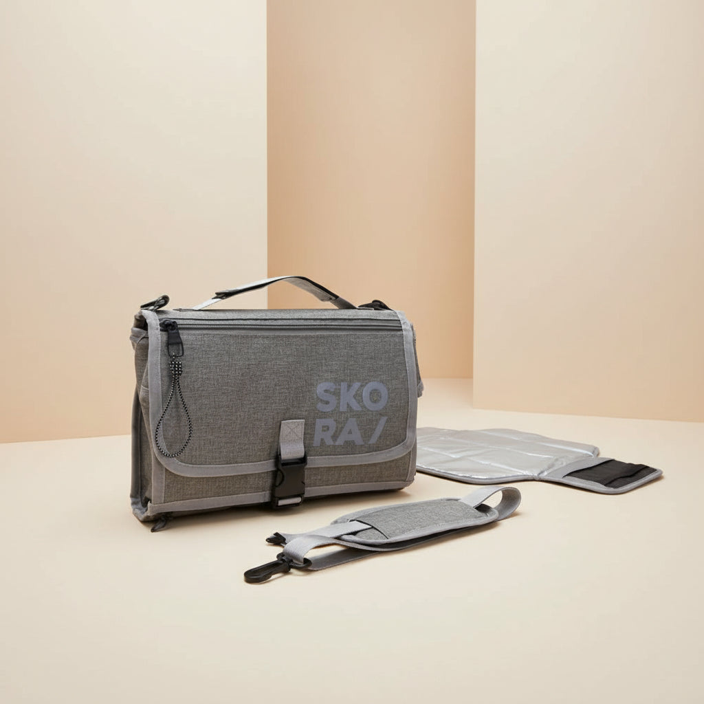 Bolso Bandolera Maternal Con Cambiador Gris 28.5x20x6 cm Skora - 38289