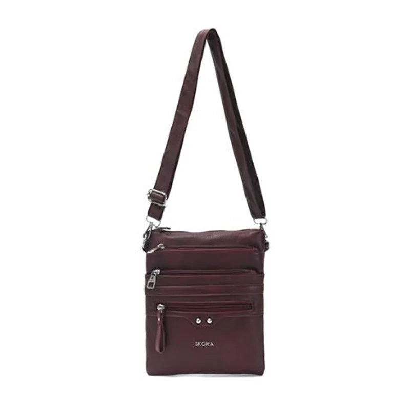 Cartera Bandolera PU Joan Bordo 25x22 cm Skora - 38172