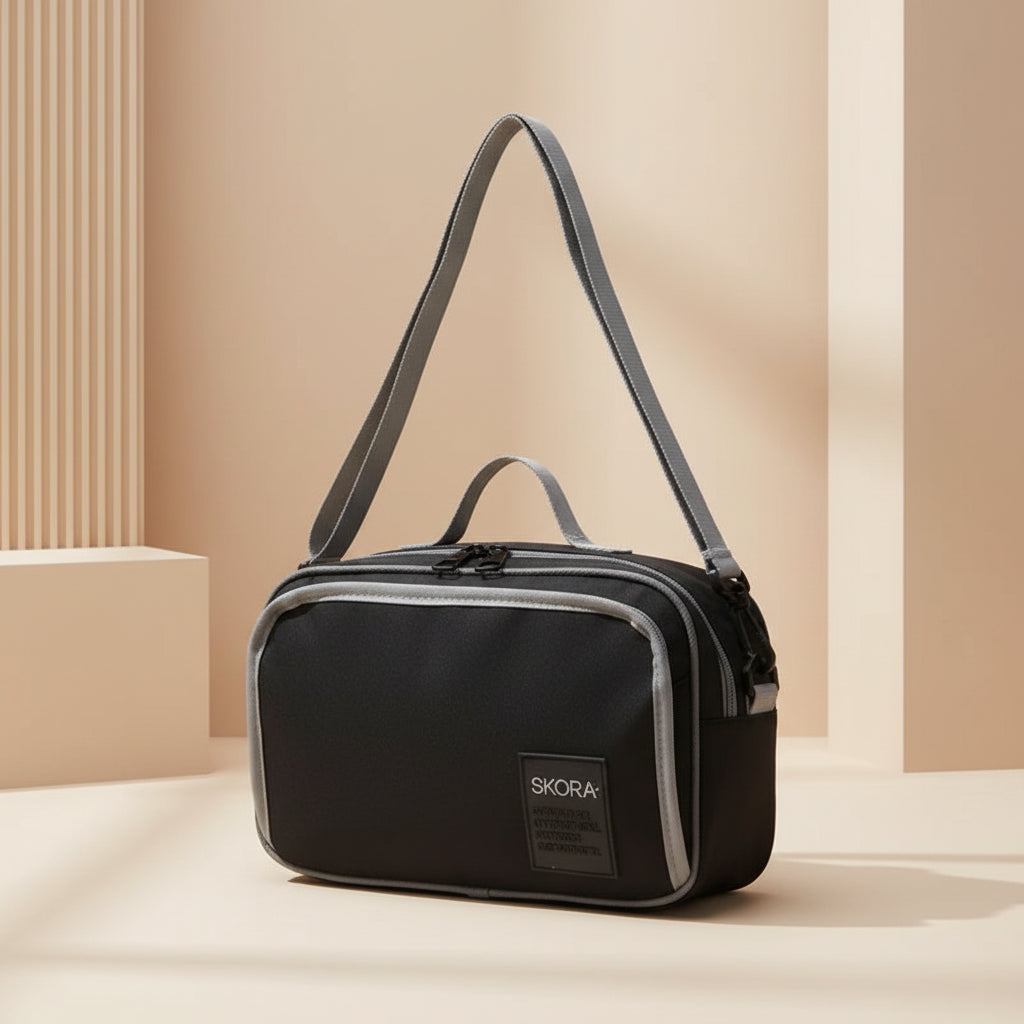 Bolso Bandolera Maternal Para Coche Negro 28x18x8 cm Skora - 38290