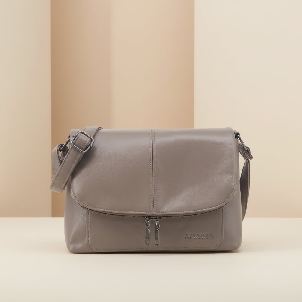 Cartera Bandolera PU Taupe 18x25x9 cm Amayra - 67.5400002