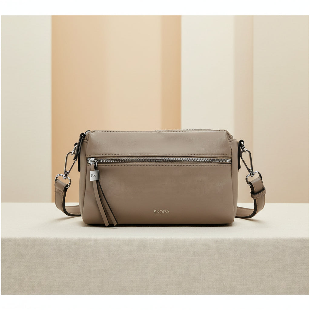 Cartera Bandolera PU Santa Fe Visón 27x18x7 cm Skora - 48195