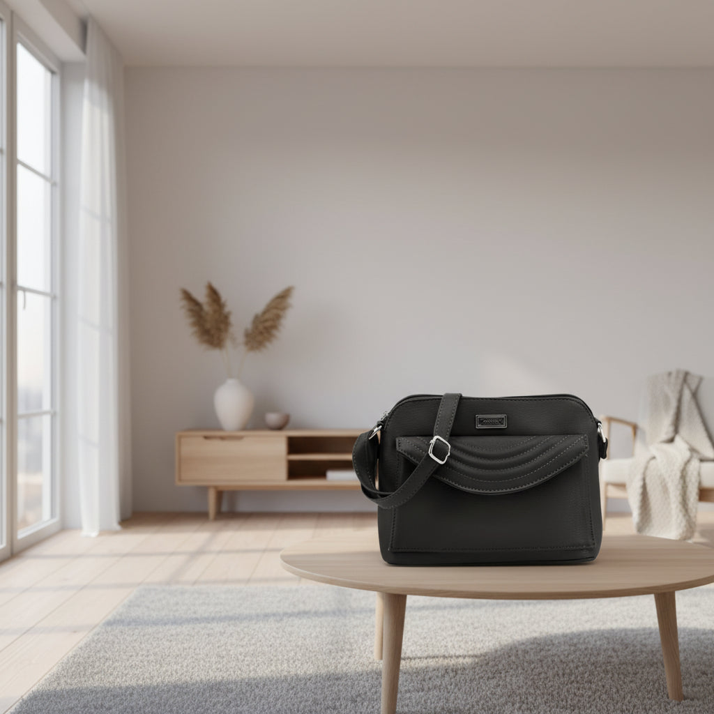 Cartera Bandolera PU Negra 27x19x7 cm Amayra - 67.5400046