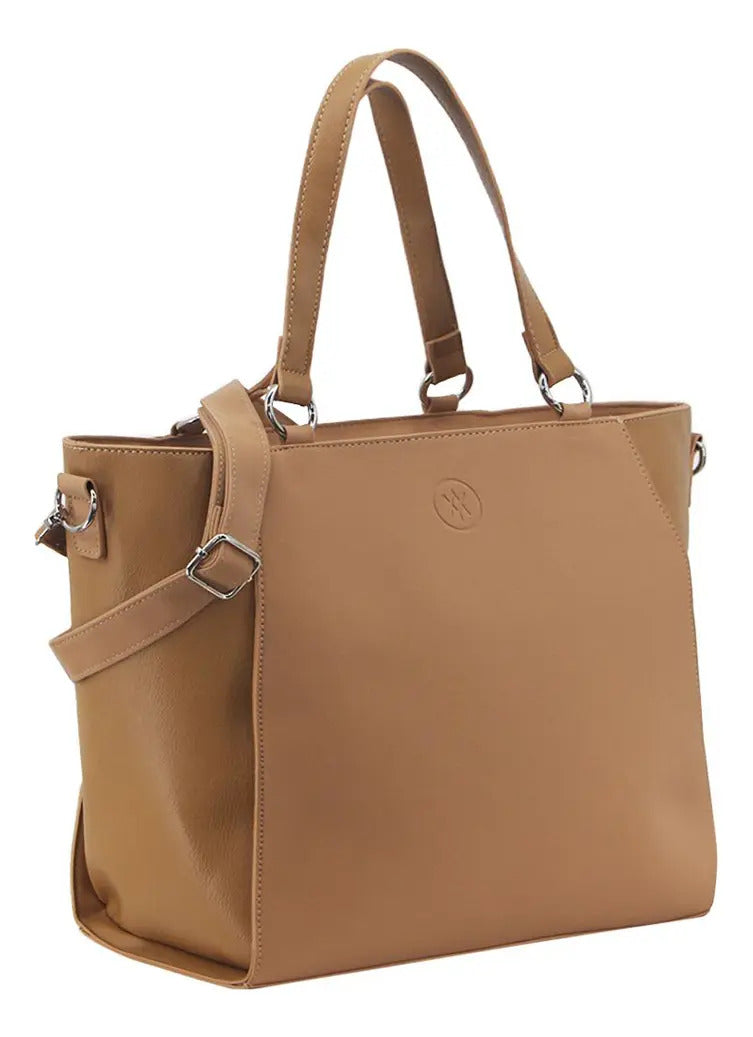 Cartera Mujer Amayra con Cierre Ecocuero Camel 34 x 28 x 15 cm
