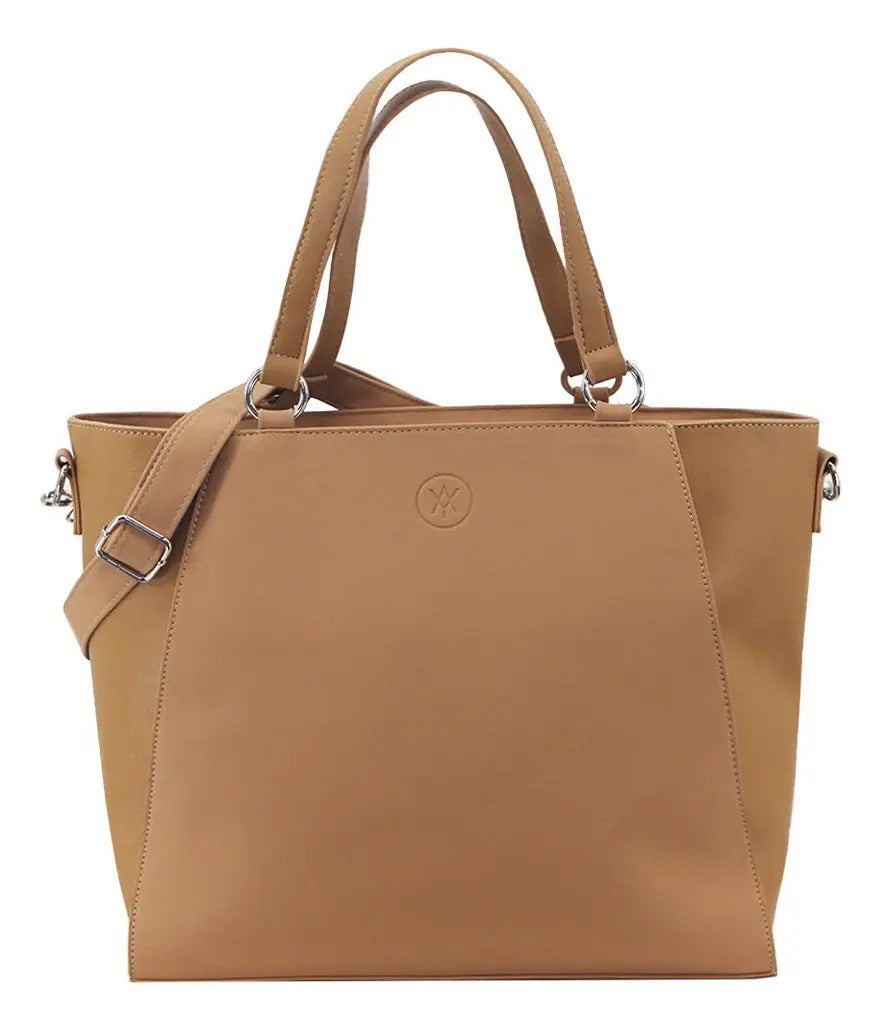 Cartera Mujer Amayra con Cierre Ecocuero Camel 34 x 28 x 15 cm