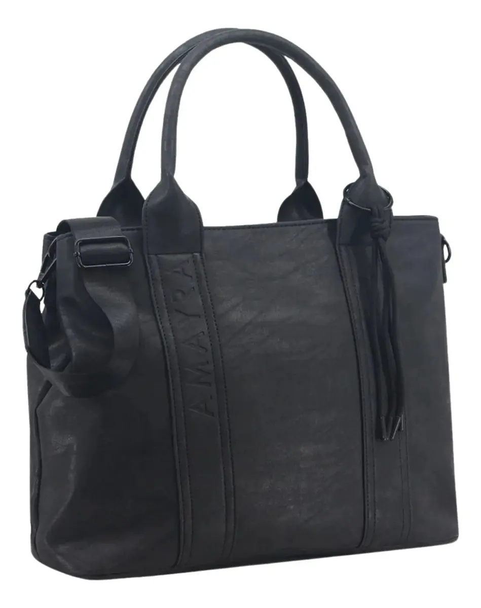 Cartera Mujer Amayra Ecocuero Negro 38 x 30 x 14 cm
