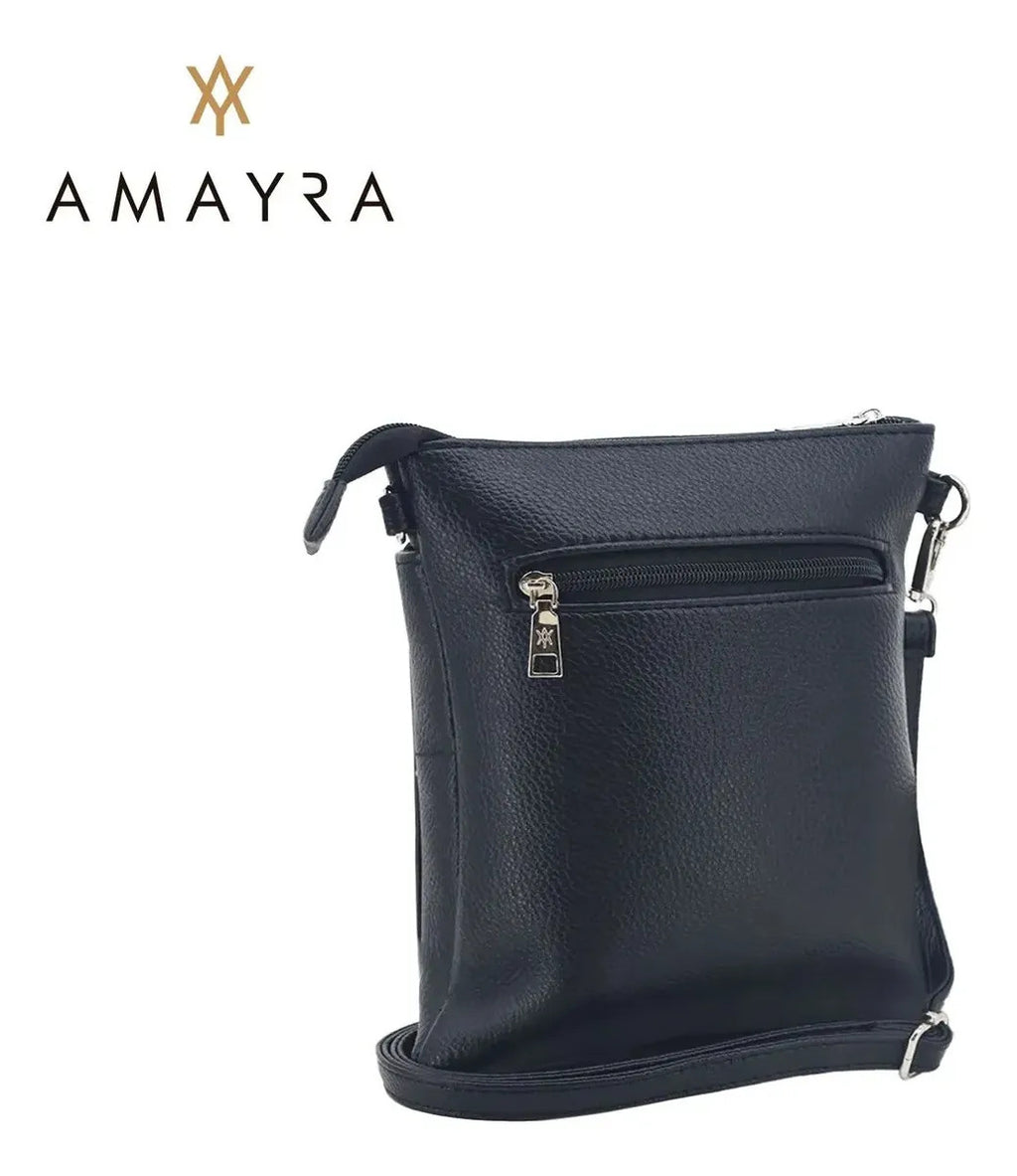 Cartera Mujer Amayra Bandolera Ecocuero Negra 25 x 22 x 5 cm