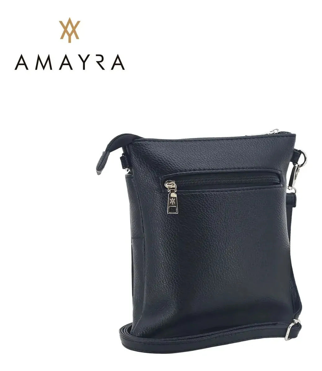 Cartera Mujer Amayra Bandolera Ecocuero Negra 25 x 22 x 5 cm