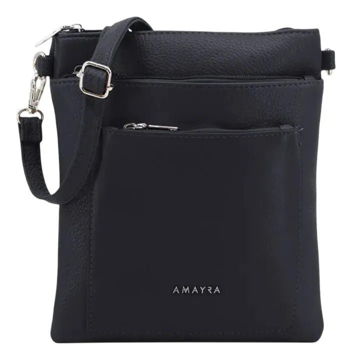 Cartera Mujer Amayra Bandolera Ecocuero Negra 25 x 22 x 5 cm