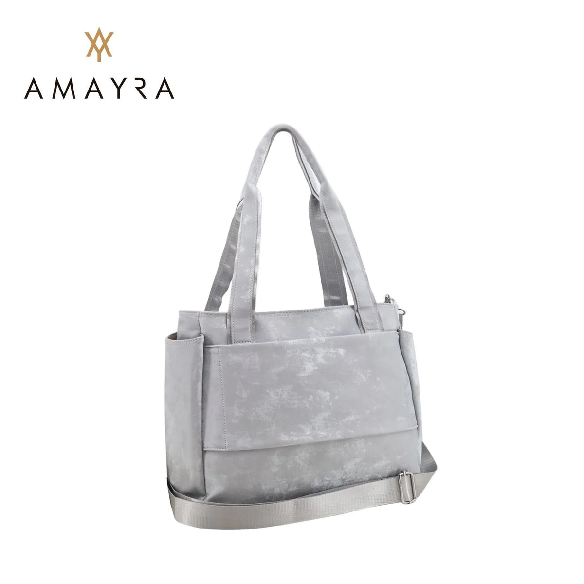 Cartera Amayra Claro Ecocuero Gris 37 x 29 x 14 cm