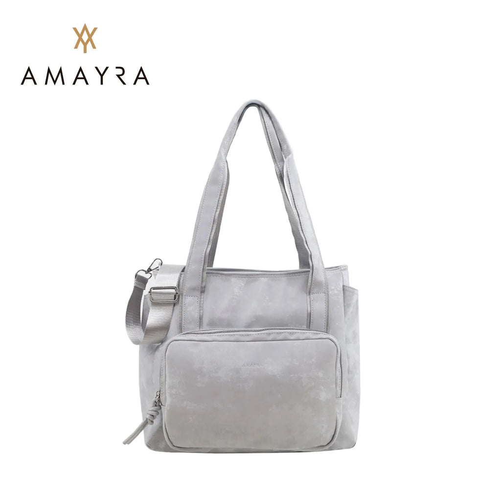 Cartera Amayra Claro Ecocuero Gris 37 x 29 x 14 cm