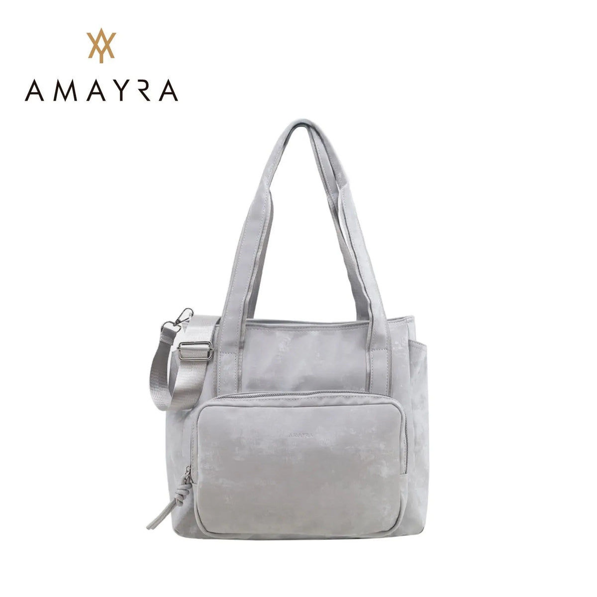 Cartera Amayra Claro Ecocuero Gris 37 x 29 x 14 cm