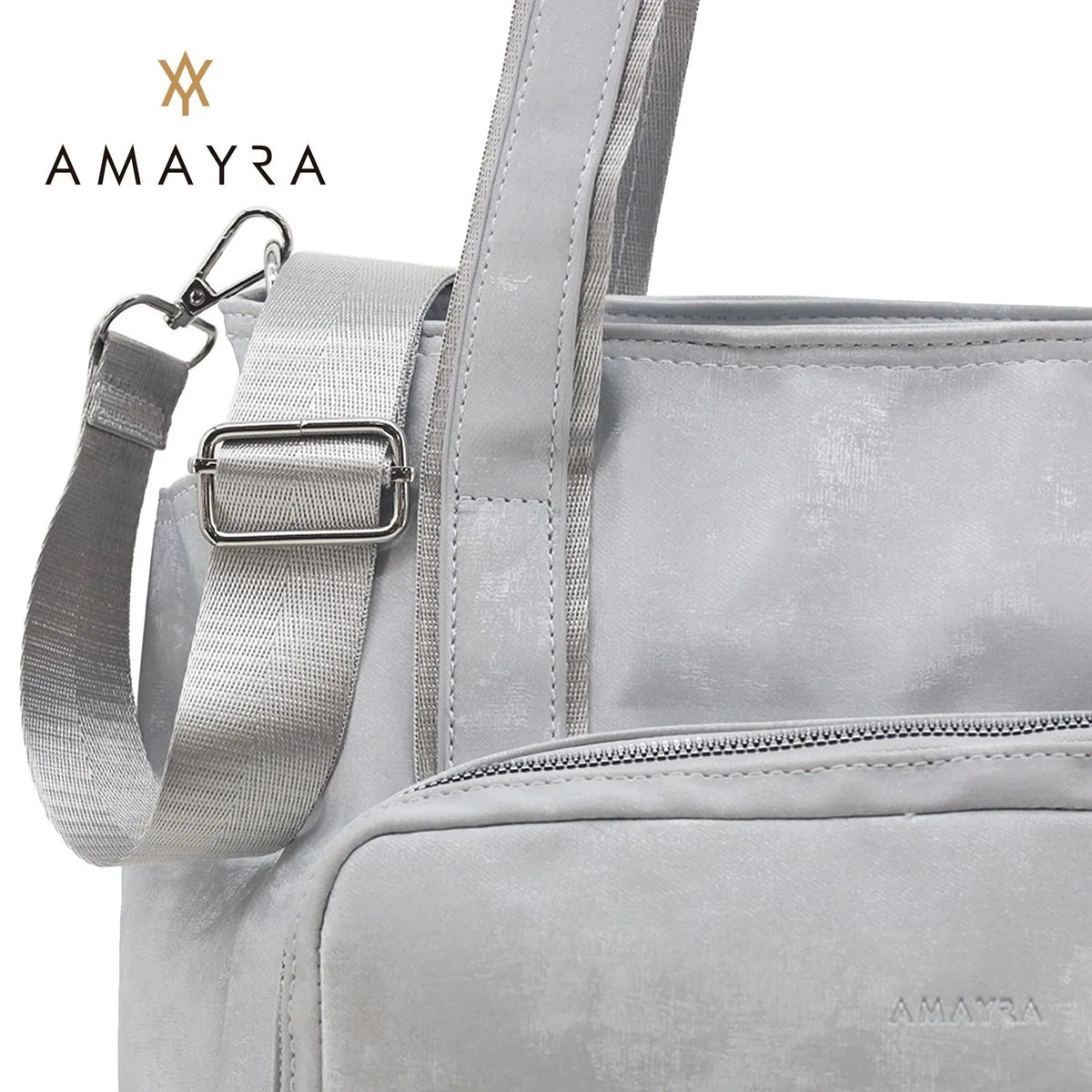 Cartera Amayra Claro Ecocuero Gris 37 x 29 x 14 cm