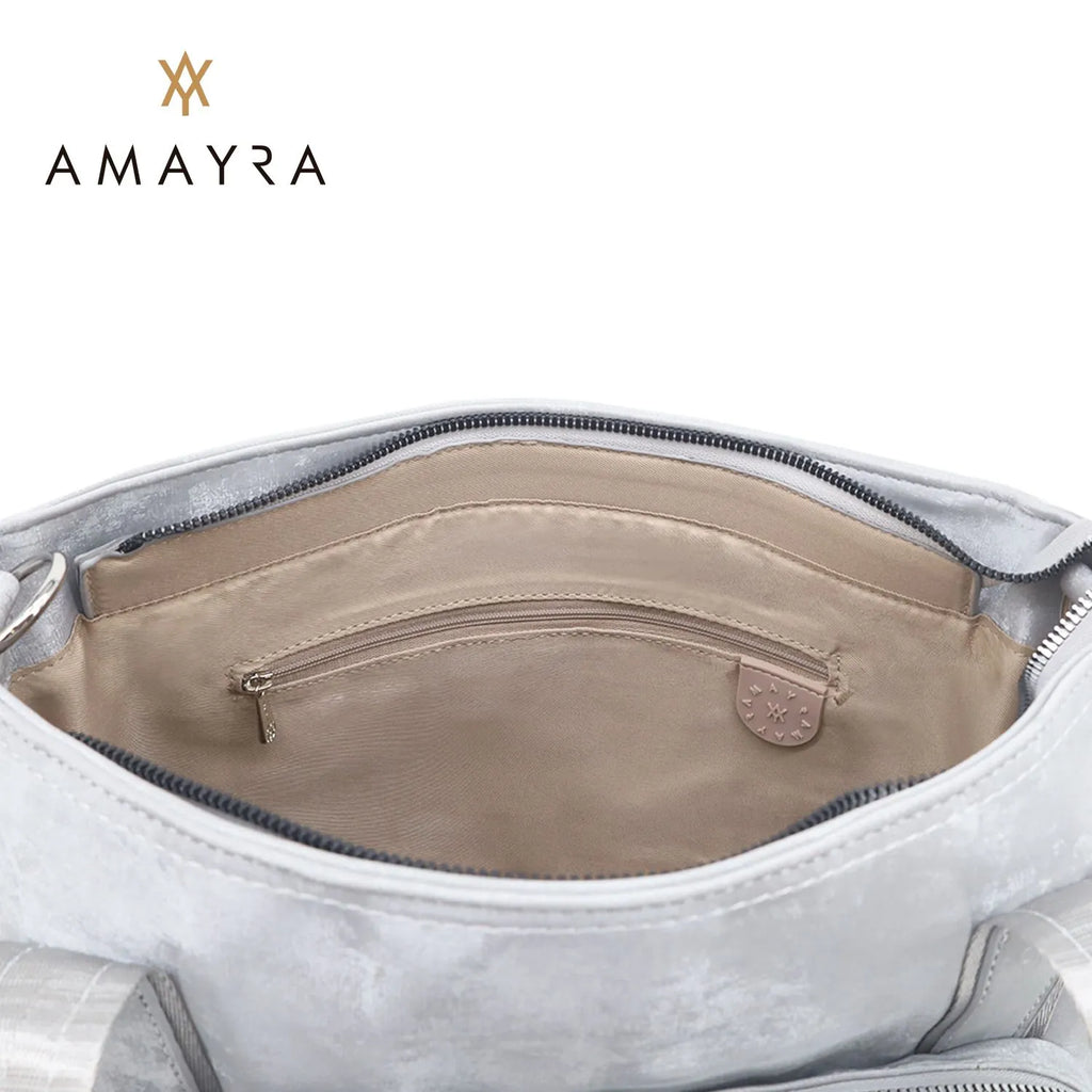 Cartera Amayra Claro Ecocuero Gris 37 x 29 x 14 cm