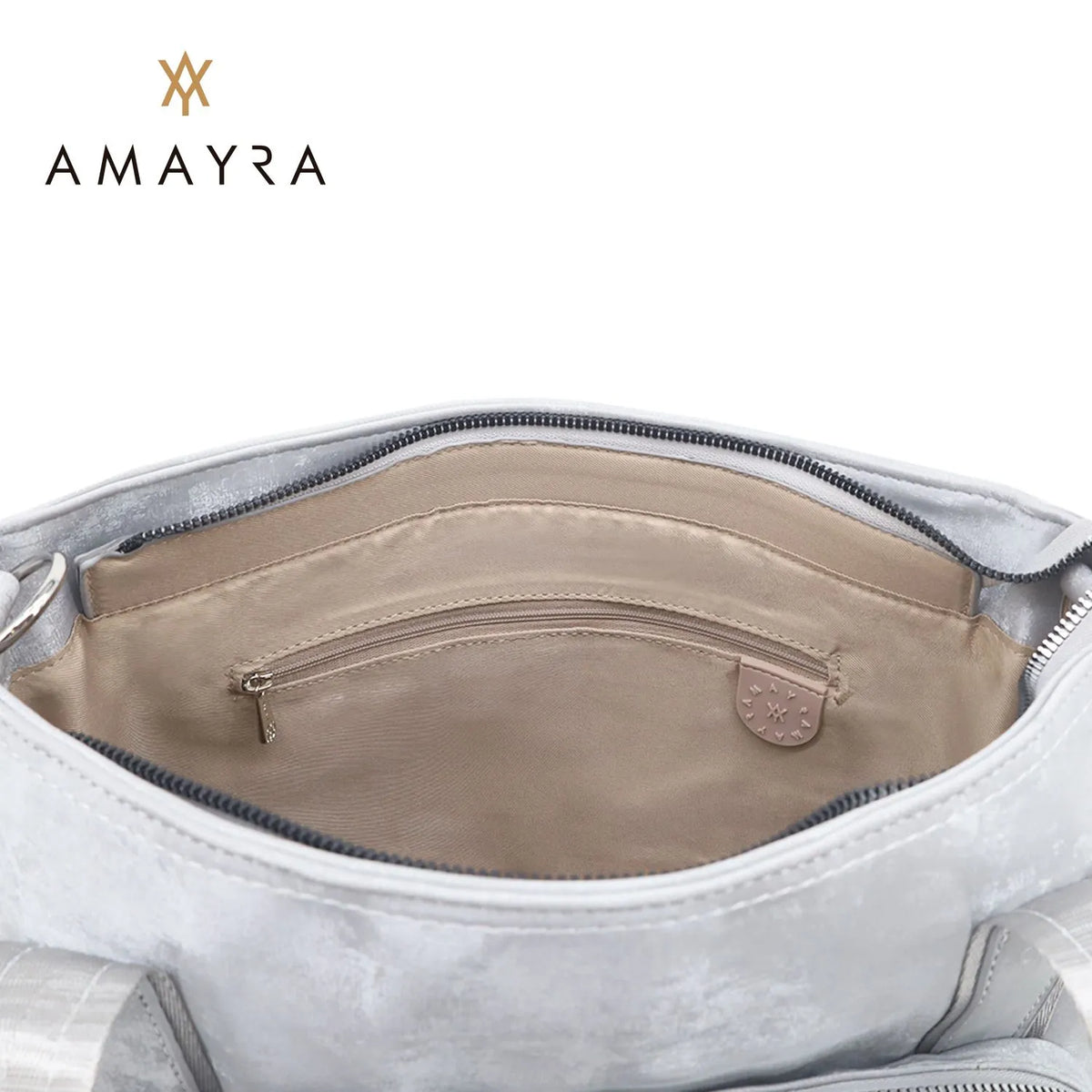 Cartera Amayra Claro Ecocuero Gris 37 x 29 x 14 cm