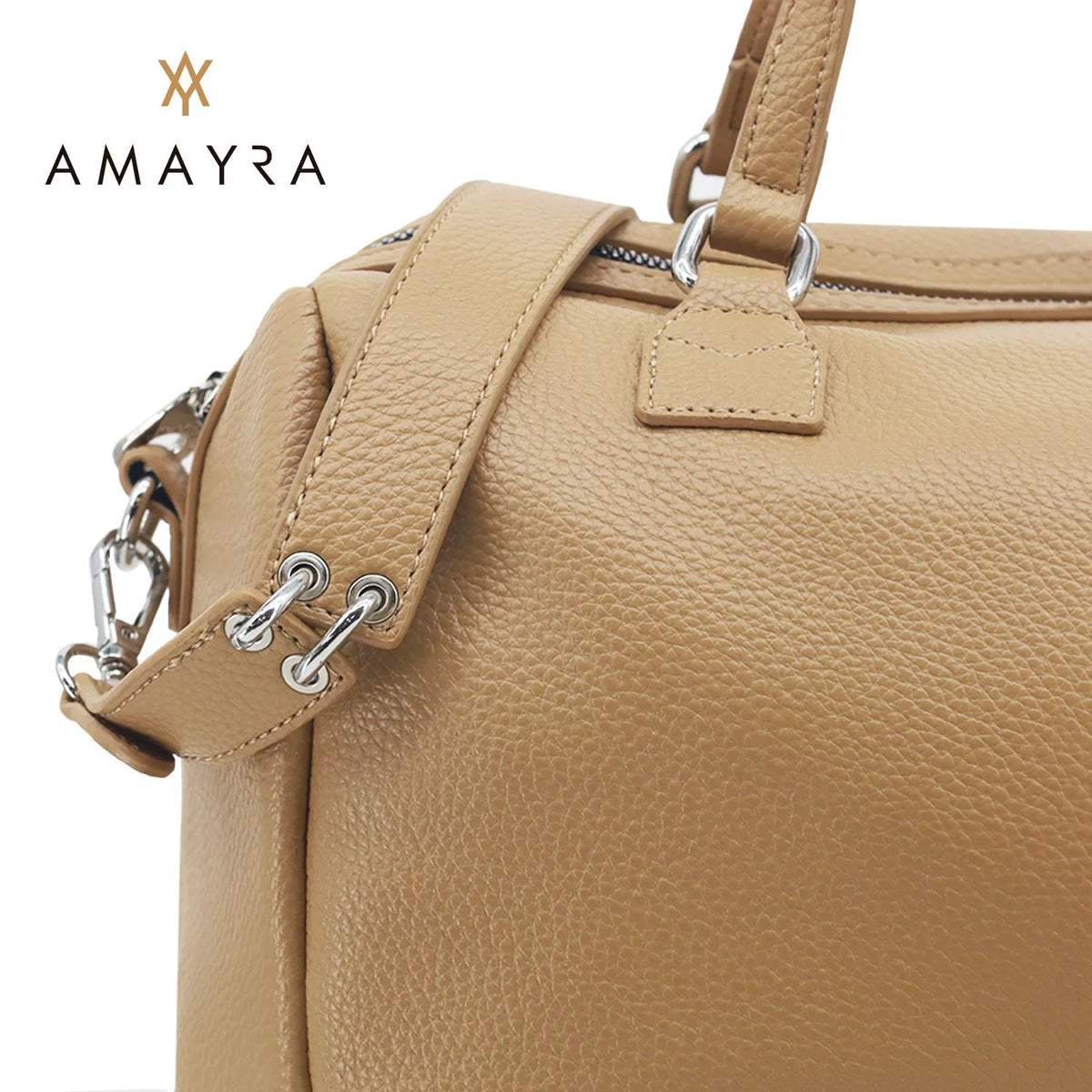 Cartera Amayra Ecocuero Camel 30 x 23 x 15 cm